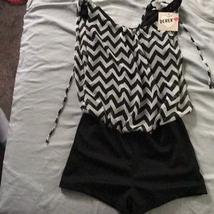 Black and white romper
